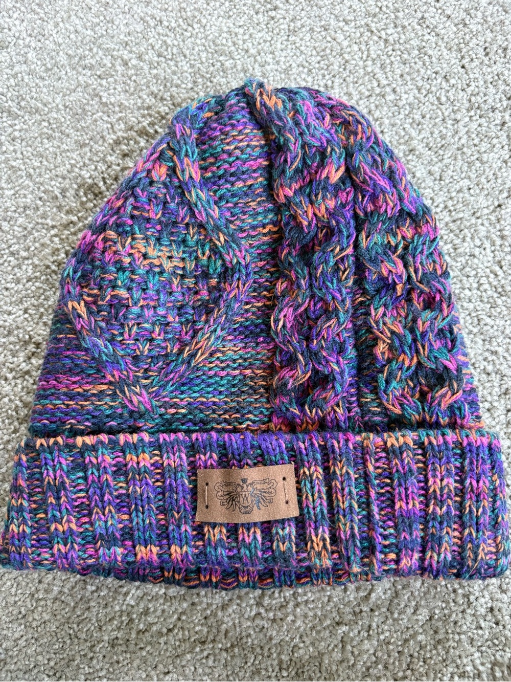 Multicolor Knit Beanie Hat - Cozy Winter Accessory